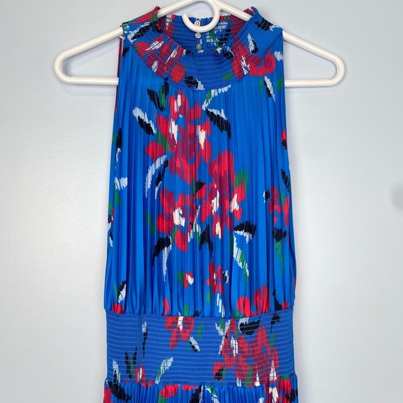 A.L.C. Renzo  Floral Pleated Midi Dress in Blue Size 8 Feminine Cocktail Party - Picture 5 of 10